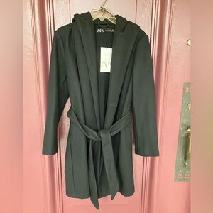 Zara Elegant Black Wrap Coat